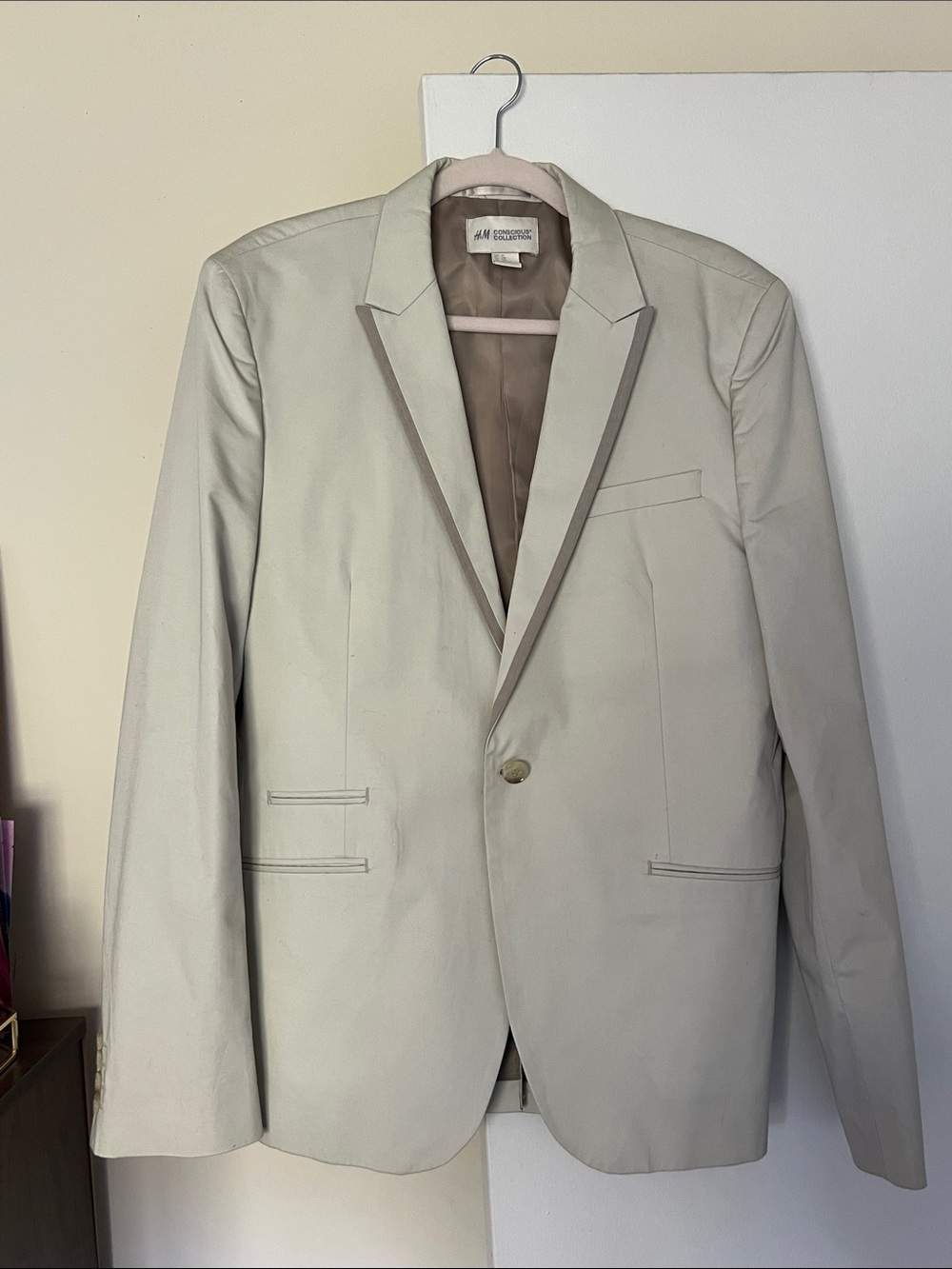 H&M Light Beige Men's Blazer with Notch Lapel